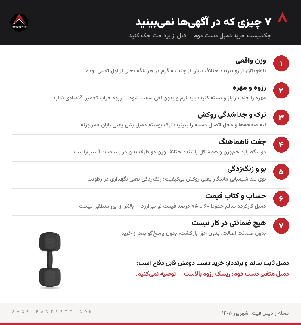 چک‌لیست هفت موردی خرید دمبل دست دوم از آگهی‌ها